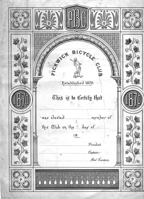 A 19th Centerary Membership Certificate